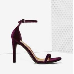 Nasty gal purple strappy velvet heels NWOT